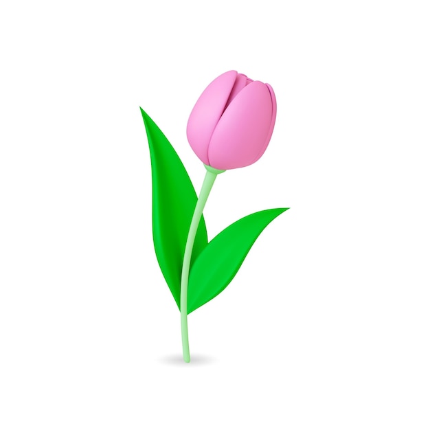 Vektor tulpenblume 3d-dekoration isolierte blumen-grafik-element trendy plastin-imitation-stil vektor-natur-ikonen für geschenkanzeige oder design
