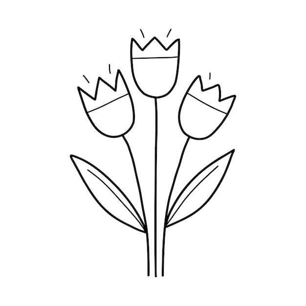 Vektor tulpenfrühlingsblumen-vektor-doodle-illustration