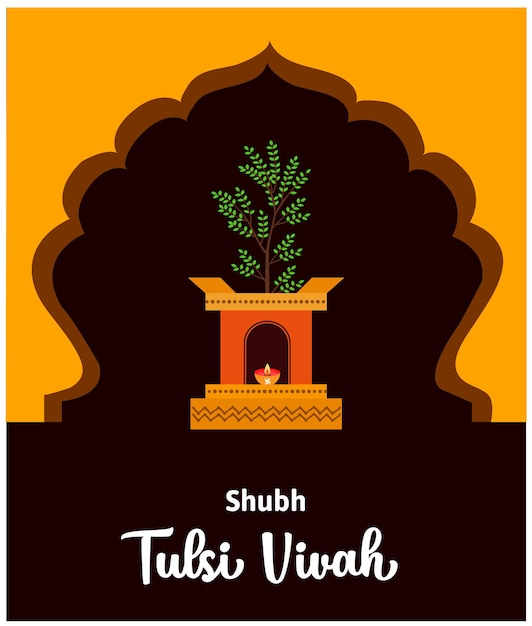 Tulsi vivah tulsi puja indisches Fest Vektordesign