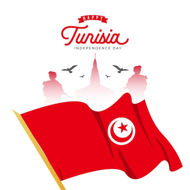 Tunesien-unabhängigkeitstag-banner-design-vorlage feierlichkeiten zum nationalfeiertag der tunesischen flagge