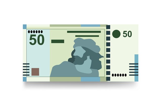 Tunesischer dinar-vektor-illustration tunesien-geldsatz bündeln banknoten papiergeld 50 tnd