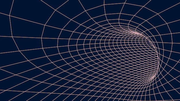 Tunnel oder Wurmloch futuristische Perspektive Mesh Hintergrundtextur Vektorillustration
