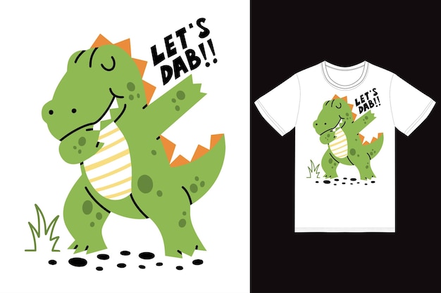 Vektor tupfende illustration des netten dinosauriers mit erstklassigem vektor des t-shirt designs