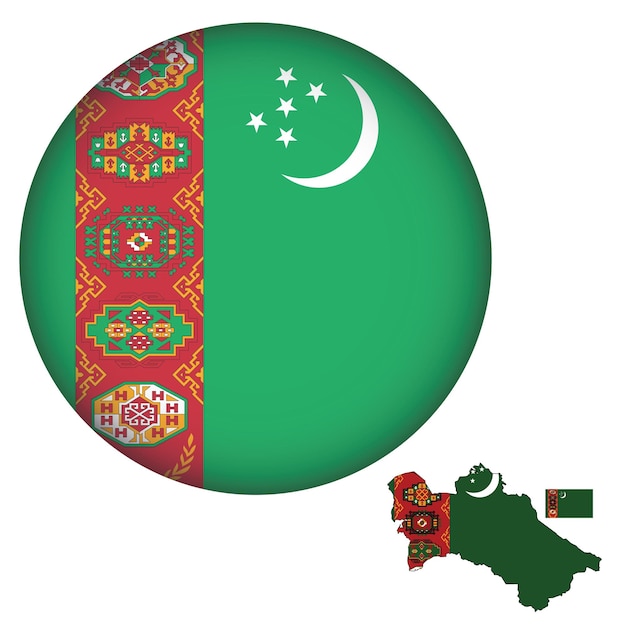 Turkmenistan-Flagge in runder Form