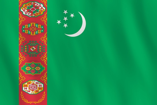 Turkmenistan-Flagge mit wehender Wirkung, amtlicher Anteil.