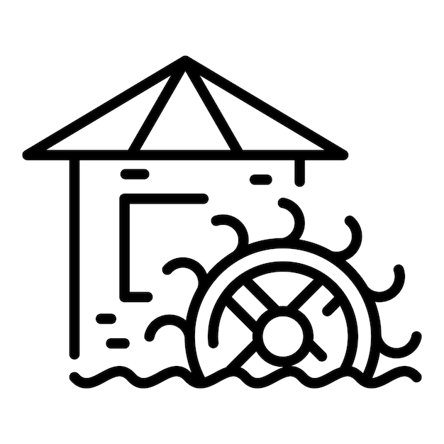 Vektor turm-wassermühlen-symbol umriss des turm-wassermühlen-vektorsymbols für webdesign isoliert auf weißem hintergrund