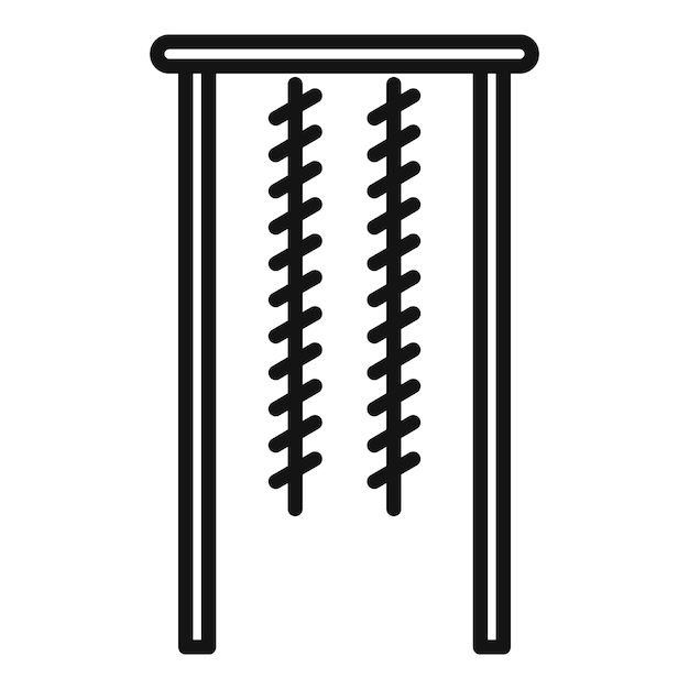 Vektor turnhallen-wandseil-symbol-umrissvektor ausstattung des schulsportraums