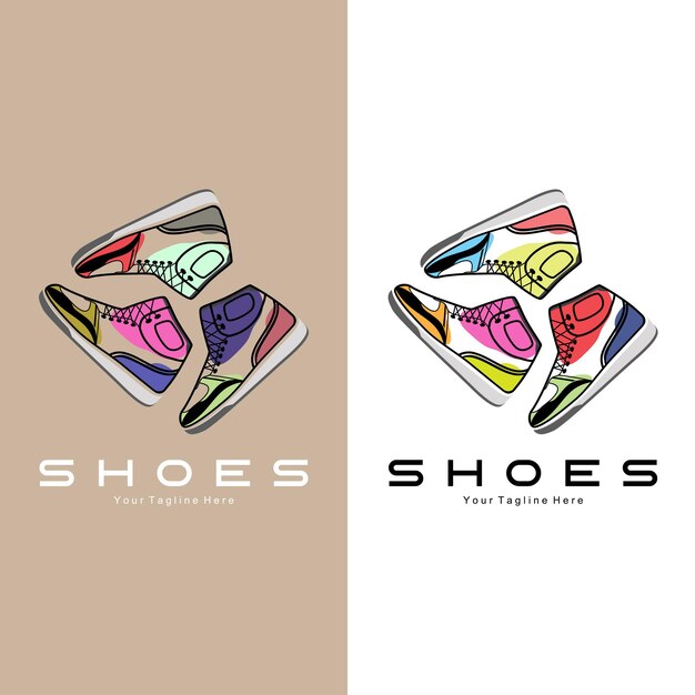 Turnschuhe Schuh Logo Design Vektorillustration des trendigen Jugendschuhwerks einfaches funky Konzept