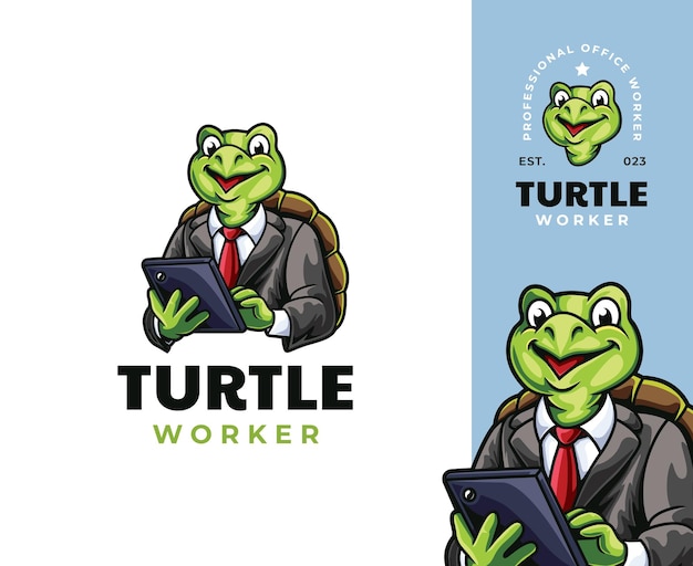 Turtle mitarbeiter maskottchen logo design