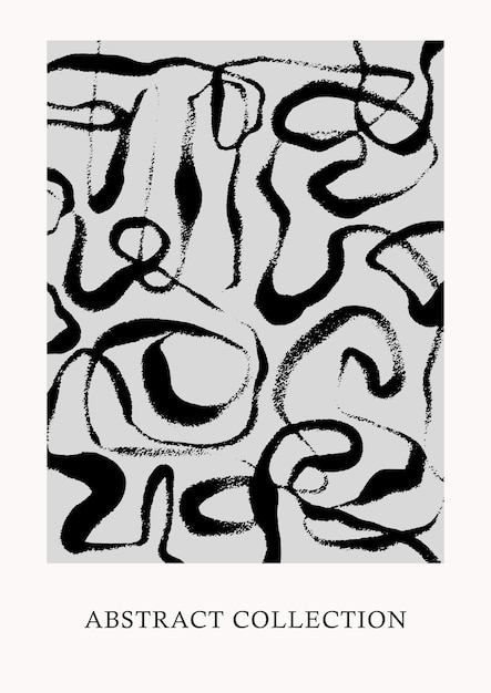 Tuschezeichnung - Vektorplakatvorlage - Matisse inspirierte monochrome Illustration