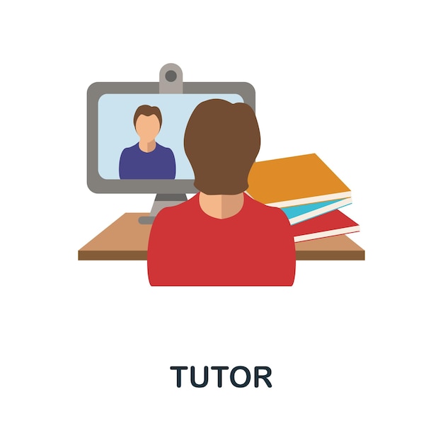 Tutor-flachsymbol einfaches farbelement aus der freiberuflichen sammlung creative tutor-symbol für webdesign-vorlagen, infografiken und mehr