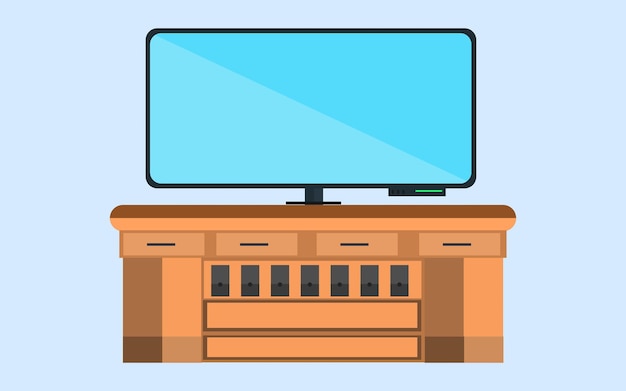 Vektor tv-schublade mit vektordesign der vorderansicht des fernsehers