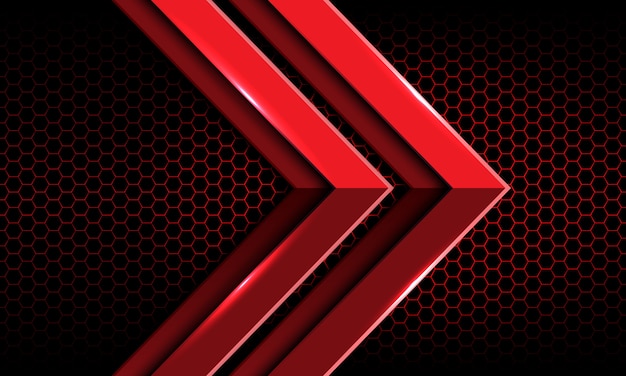 Twin roter Pfeil Metall Directi dunklen Hexag Mesh futuristischen Hintergrund.