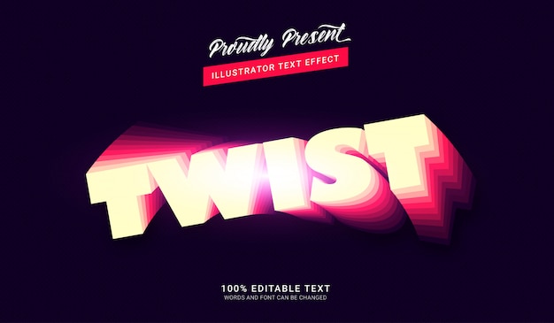 Vektor twist-textstil-effekt. bearbeitbarer texteffekt