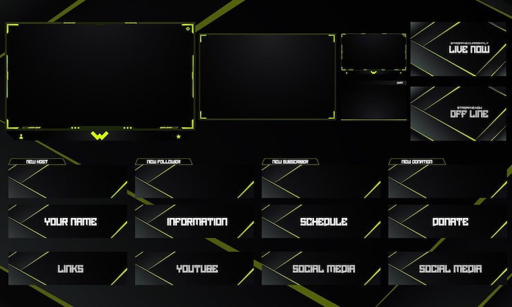 Vektor twitch-overlay-livestream-vorlagensatz