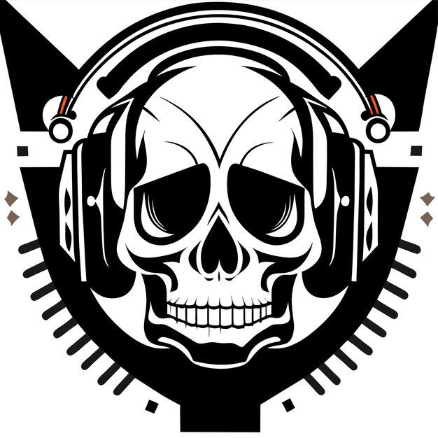 Twitch skull sport gaming kopfhörer handgezeichnet flach stilvoll cartoon aufkleber ikonen konzept isoliert