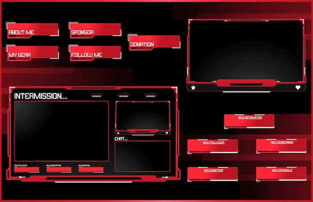 Vektor twitch streaming-overlay-komplettpaket