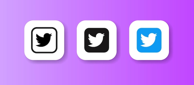 Twitter Verschiedene Stile Farbset Logo Twitter Vektorsymbole Social-Media-Symbole Social-Media- und Social-Network-Logos