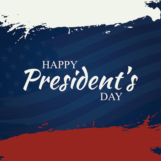 Typografie des happy presidents day-ereignisthemas mit usa-flaggen-pinselart-vektorillustration