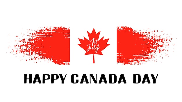 Typografieplakat zum 1. Juli zum Kanada-Tag Kalligrafie-Handschrift und Flagge mit rotem Ahornblatt Vektorvorlage für kanadische Feiertagsbanner-Partyeinladungs-Grußkarten-Flyer usw
