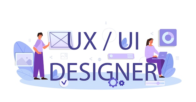 Vektor typografischer header des ux ui-designers