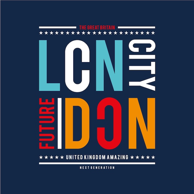 Typografisches design der stadt london für t-shirt-druck