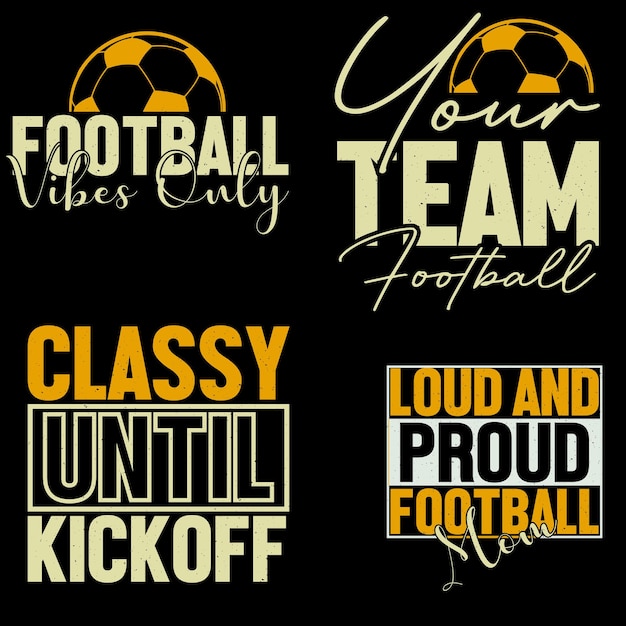 Typografisches fußball-t-shirt-designpaket