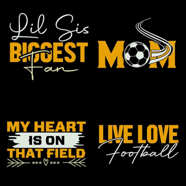 Typografisches fußball-t-shirt-designpaket