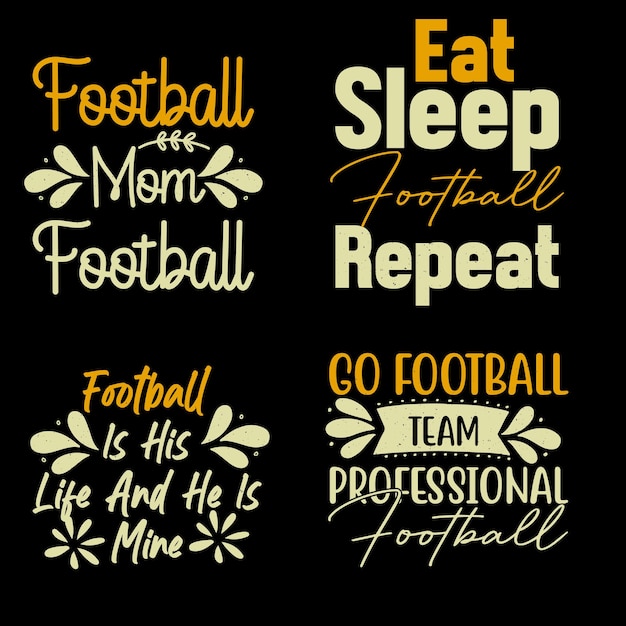 Vektor typografisches fußball-t-shirt-designpaket