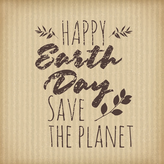 Typografisches poster für earth day auf karton
