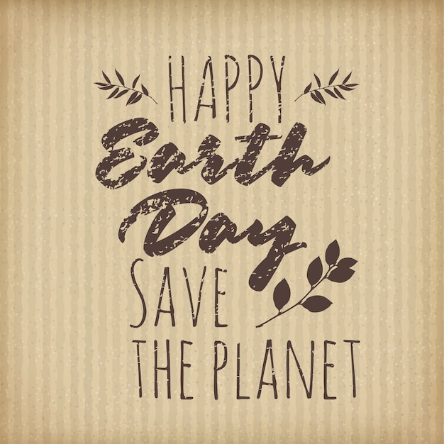 Vektor typografisches poster für earth day auf karton