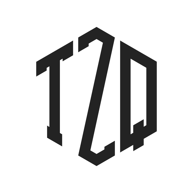 TZQ Logo Design Initial Letter TZQ Monogram Logo mit Hexagonform