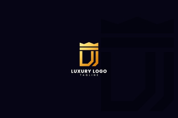 U-Buchstabe Luxus-Logo-Design mit goldenem Farbverlauf