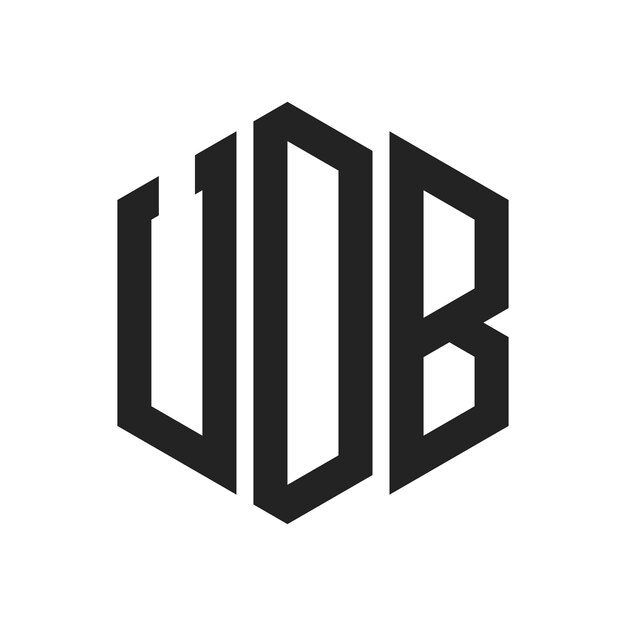 UDB-Logo-Design Anfangsbuchstaben UDB-Monogramm-Logo mit sechseckiger Form