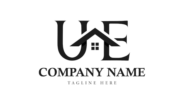 Ue-immobilienhaus oder hausbrief-logo-designvorlage