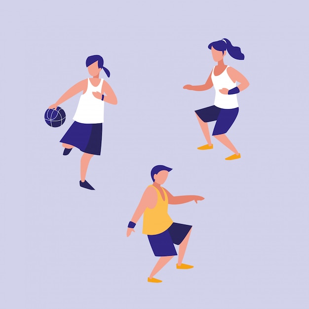 Übender Basketballavataracharakter der Leute