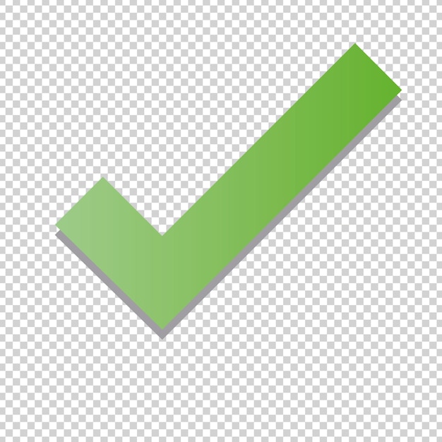 Überprüfen Sie das Symbol 3D-OK-Symbol in grüner Farbe auf dem überprüften transparenten Hintergrund Vektorillustration Eps 10 Vektordatei