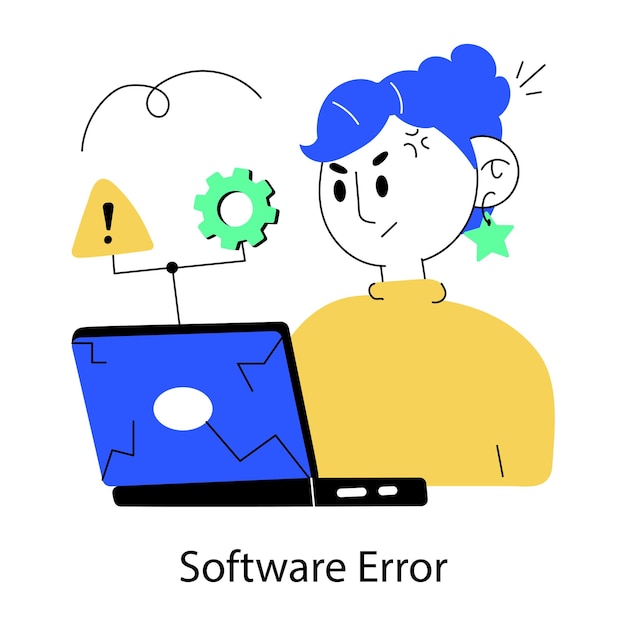 Überprüfen Sie die Mini-Illustration des Software-Fehlers