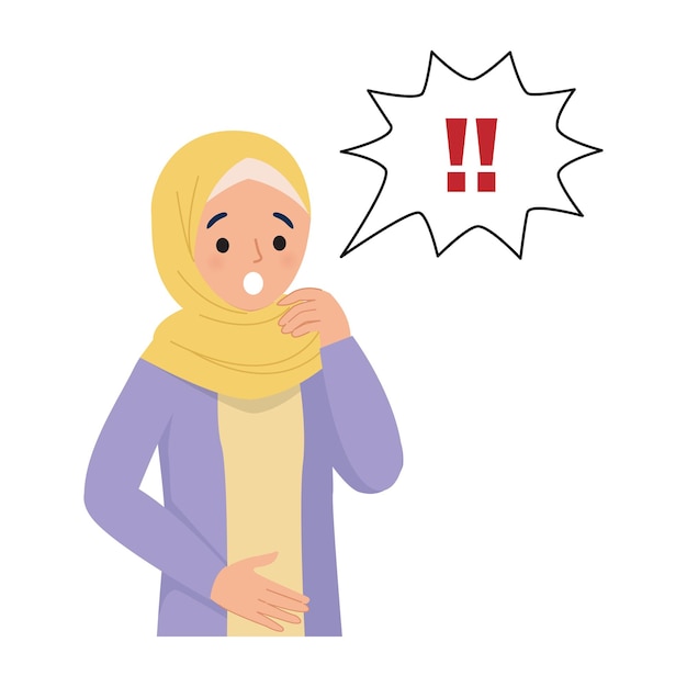 Vektor Überraschter gesichtsausdruck der hijab-frau