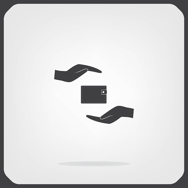 Überreicht ein Kreditkarten-Banking-Transaktionsschutz-Symbol Vektor-Illustration auf einem blauen