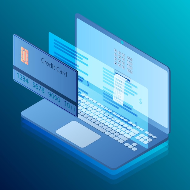Übertragen sie zahlungen von einem laptop auf eine kreditkartemoderne visitenkarte mit überweisung von zahlungen