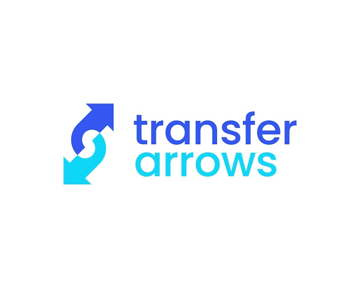 Vektor übertragung pfeil austausch austausch schalter austausch zwei pfeile transaktion vektor logo design illustration