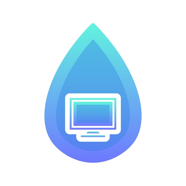 Überwachen Sie das Icon-Element der Wasserlogo-Gradienten-Designvorlage