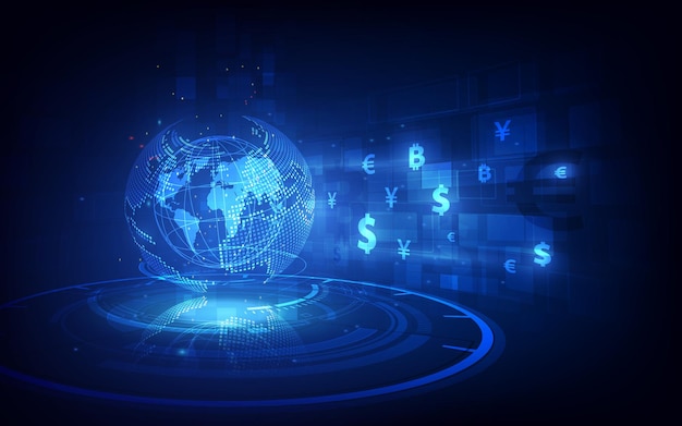Überweisung. Globale Währung. Börse. Vektorillustration auf Lager.