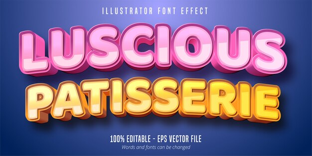 Üppiger patisserie-text, bearbeitbarer font-effekt im 3d-gebäckstil