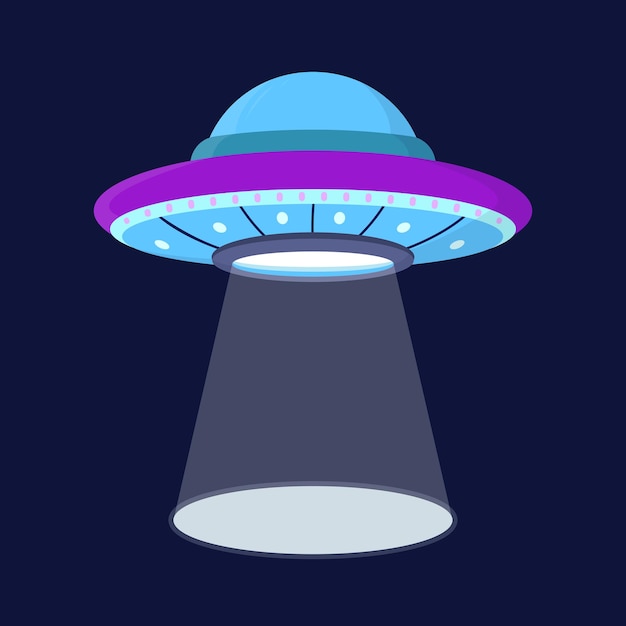 UFO-Raumschiff mit Lichtvektorillustration