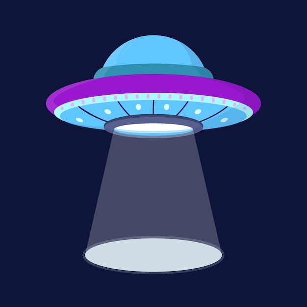 Ufo-raumschiff mit lichtvektorillustration