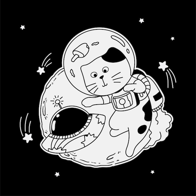 Ufo und katze illustration