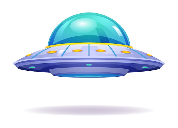 UFO-Vektorillustration Unidentifiziertes fliegendes Objekt Isoliert auf weißem Hintergrund