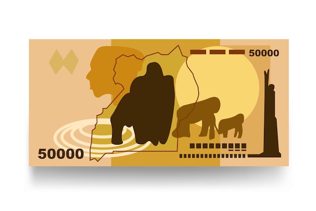 Uganda-schilling-vektor-illustration uganda-geldsatz bündeln banknoten papiergeld 50000 ush